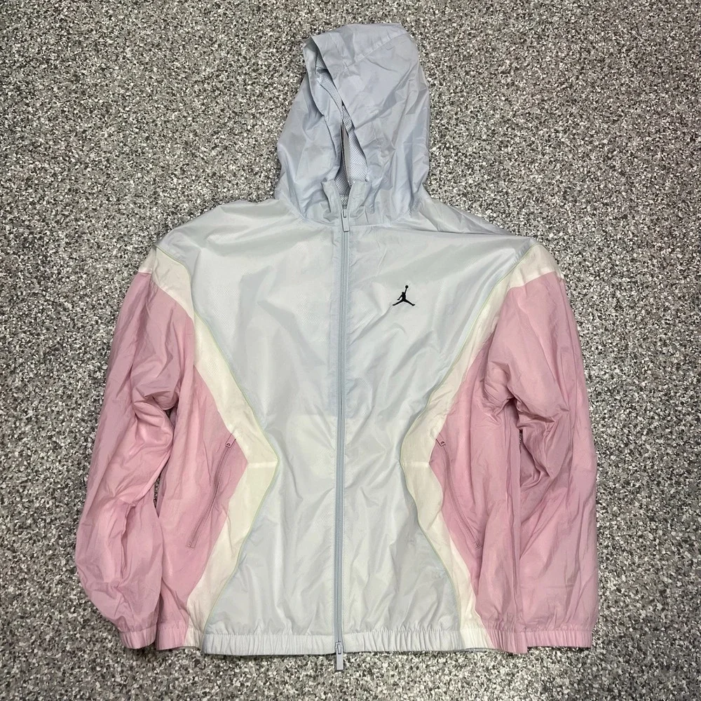 Jordan Brooklyn Hooded Draft Jacket Men's Large Blue Pink Colorblock HF9333-472